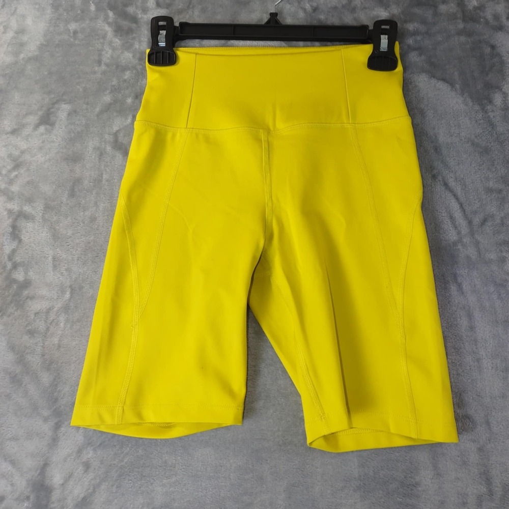 Girlfriend Collective Womens S Yellow Bike Shorts High Rise Recycled Stretch